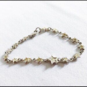 Star Bracelet with Rhinestones Silver & Yellow